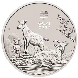 2027 1 oz Australian Perth Mint Silver Lunar Series III: Year of the Goat
